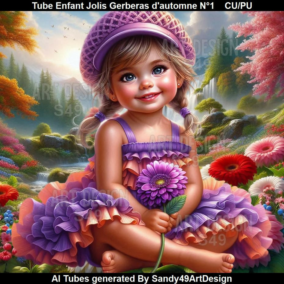 Tube Enfant Joli Gerberas d'Automne N°1