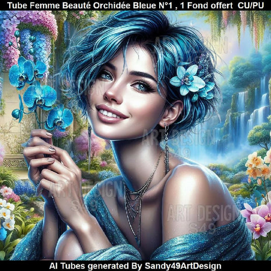 Tube Femme Beauté Orchidée Bleue N°1