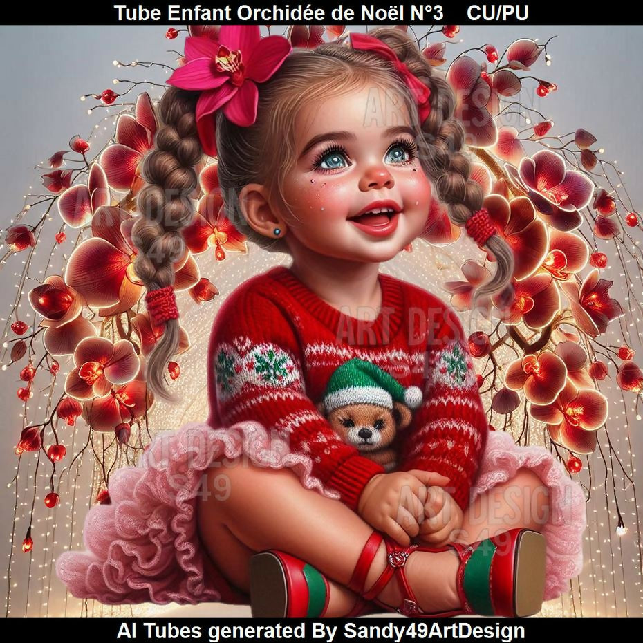 Tube Enfant Orchidée de Noël N°3