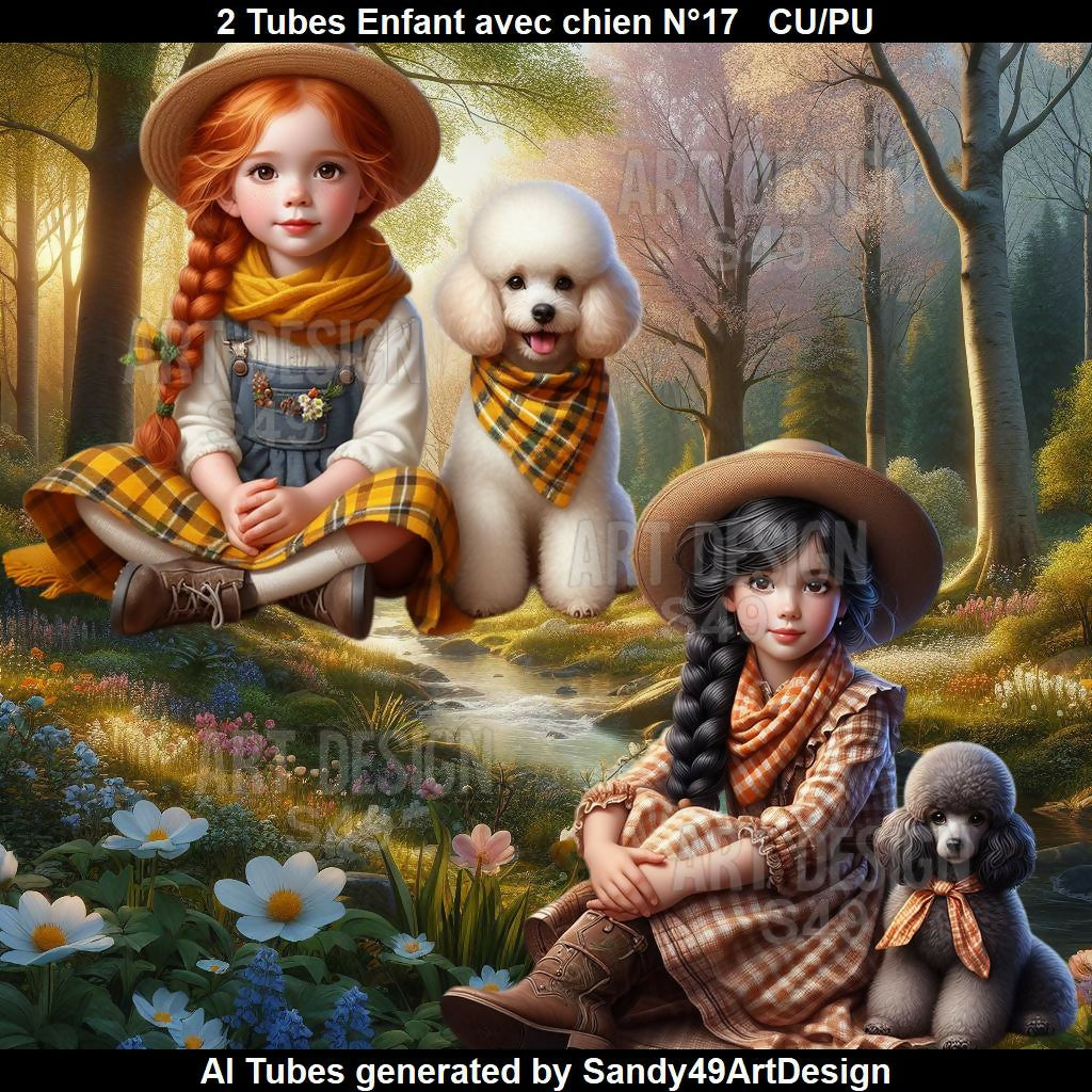 2 Tubes Enfant avec animal N°17