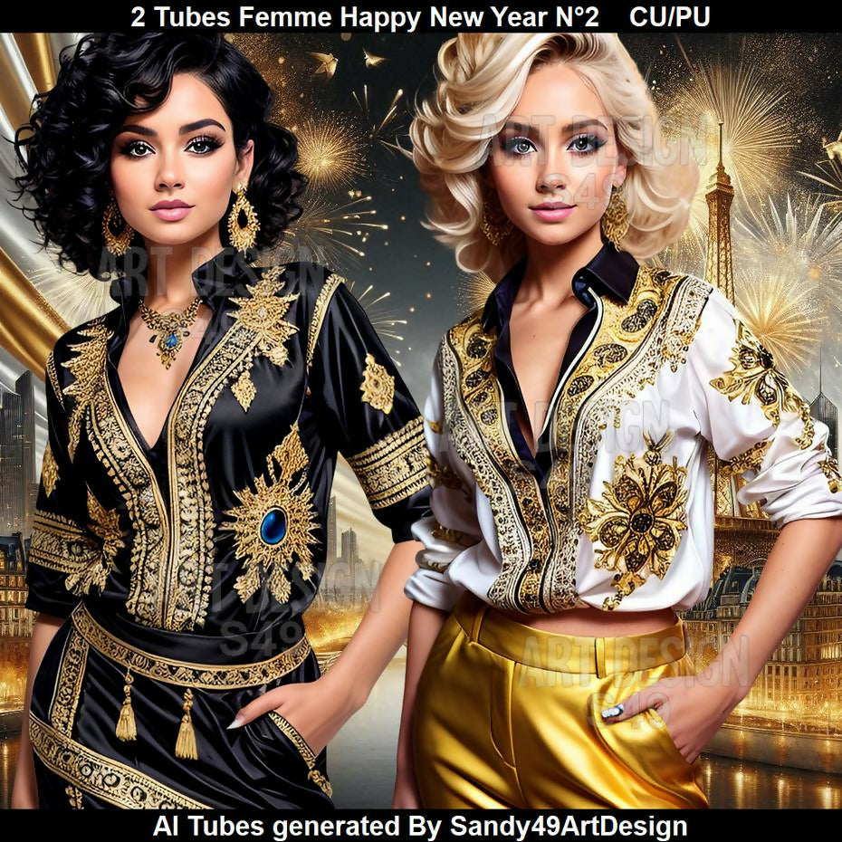 2 Tubes Femme Happy New Year N°2