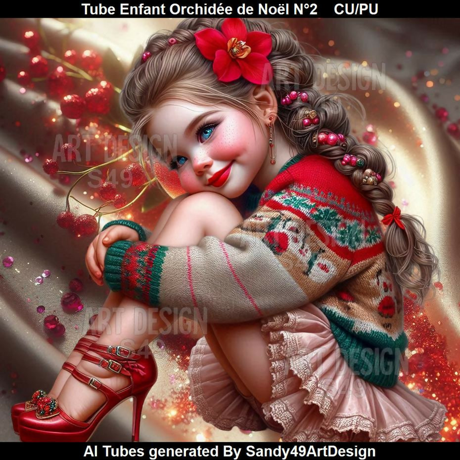 Tube Enfant Orchidée de Noël N°2