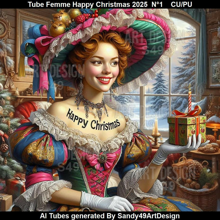 Tube Femme Happy Christmas 2025 N°1