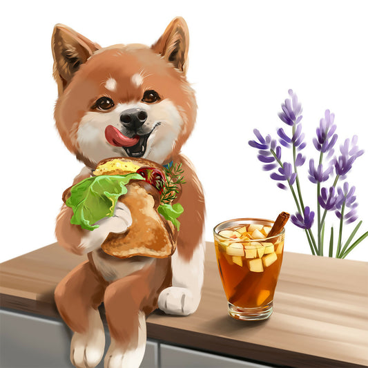 Toast, chicken leg and lavender