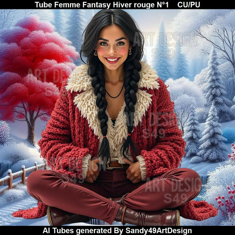 Tube Femme Fantasy Hiver rouge N°1