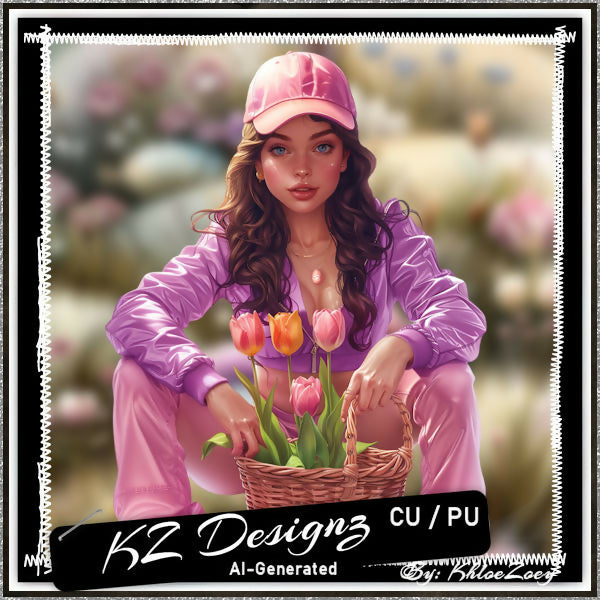 Spring Girl and Tulips-Tubes cu-pu preview