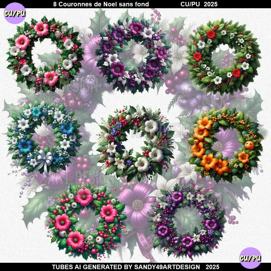 Pack Couronnes de Noël sans Fond 2025