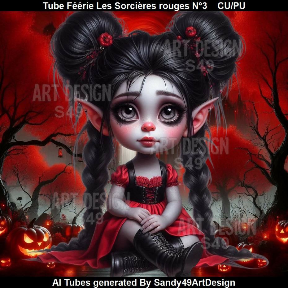 Tube Féérie Les Sorcières rouges N°3