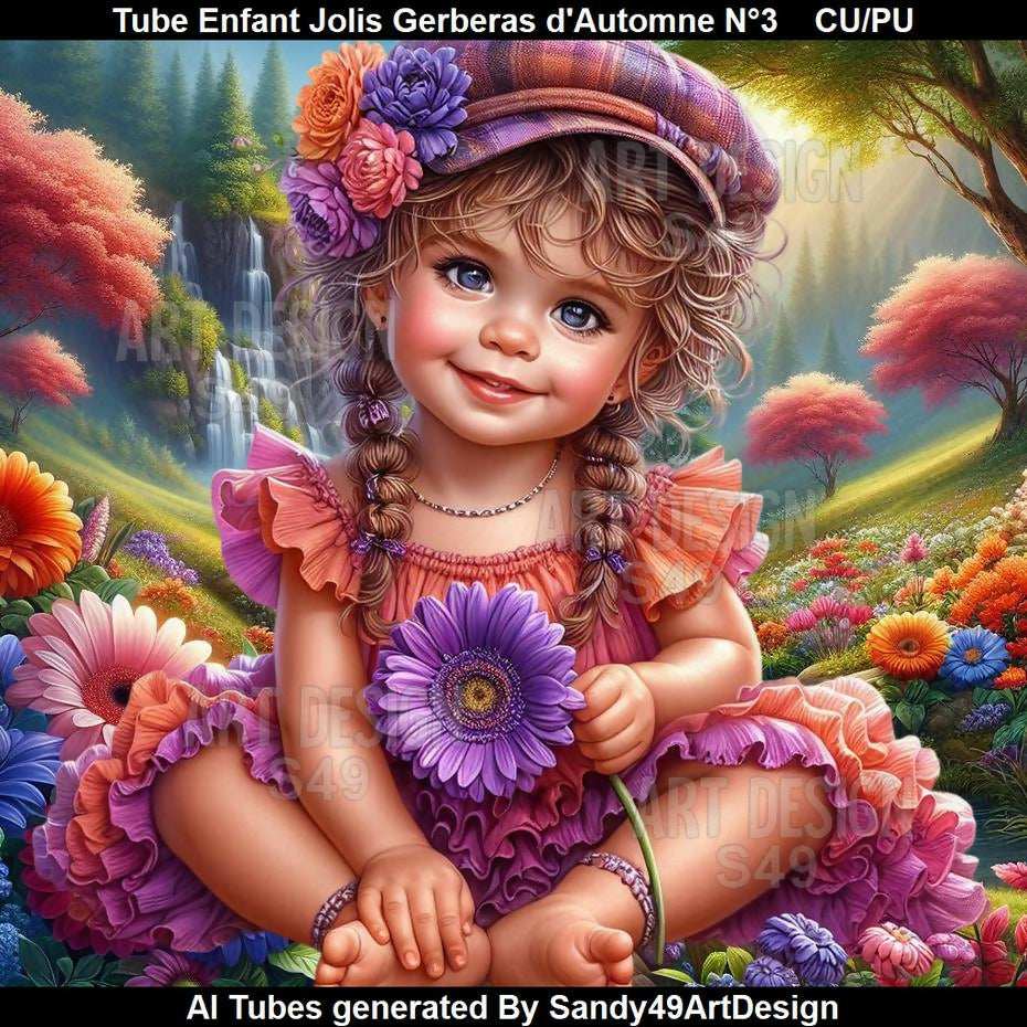 Tube Enfant Joli Gerberas d'Automne N°3