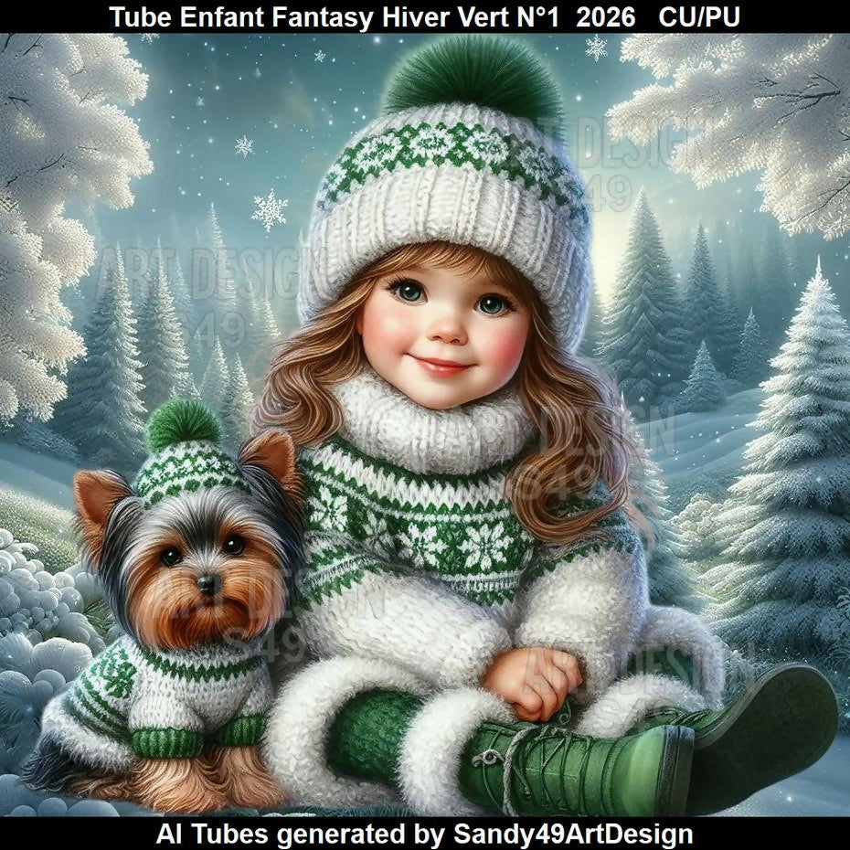 Tube Enfant Fantasy Hiver vert N°1 2026