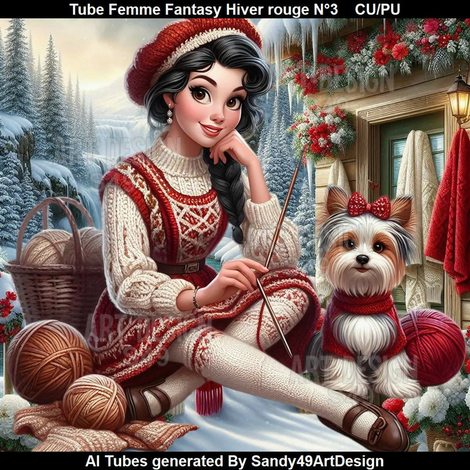 Tube Femme Fantasy hiver rouge N°3