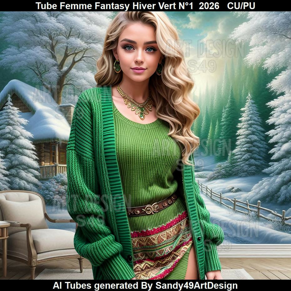 Tube Femme Fantasy Hiver vert N°1 2026