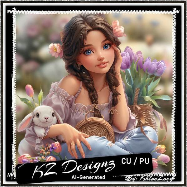 Spring Girl and Tulips 2-Tubes cu-pu preview