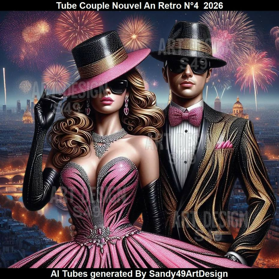 Tube Couple Nouvel An Rétro N°4 2026