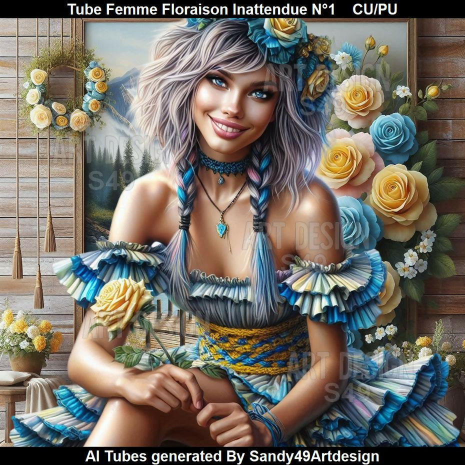 Tube Femme Floraison inattendue N°1