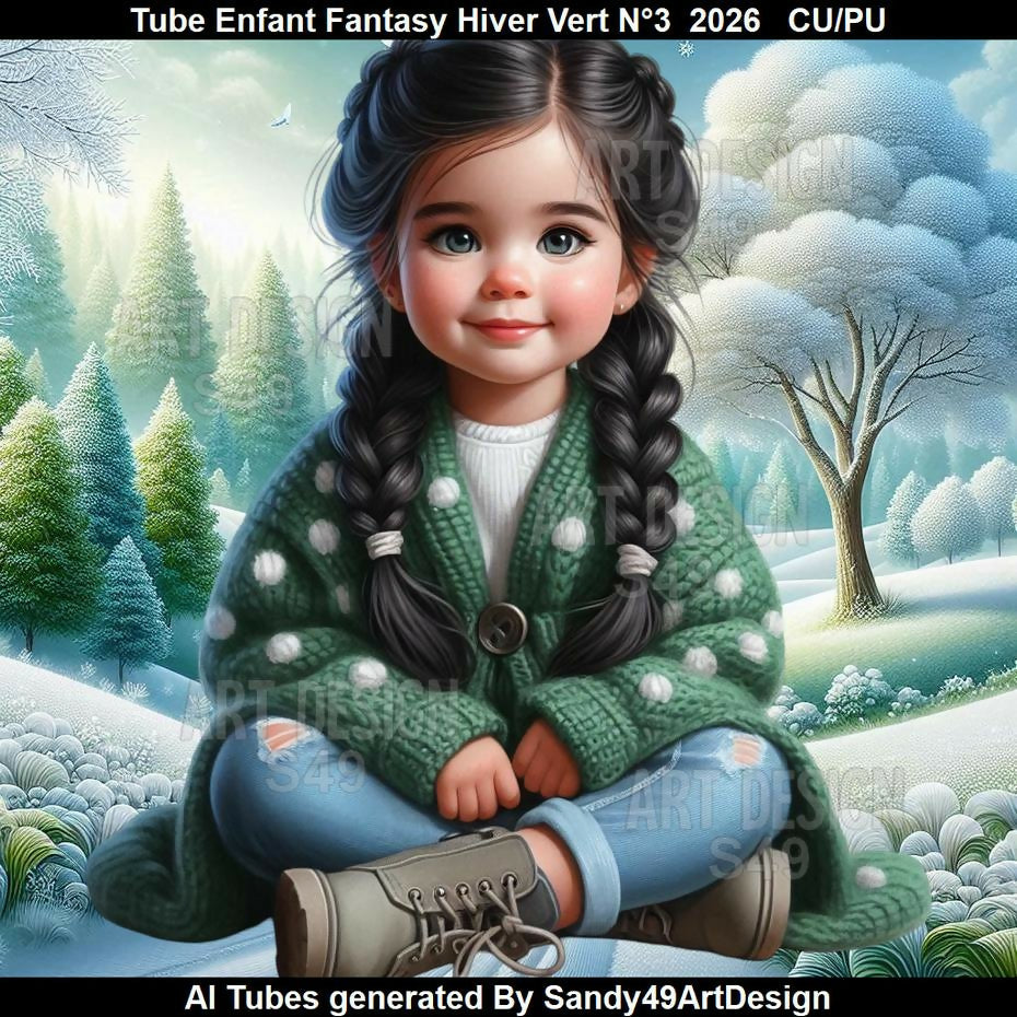 Tube Enfant Fantasy Hiver vert N°3 2026