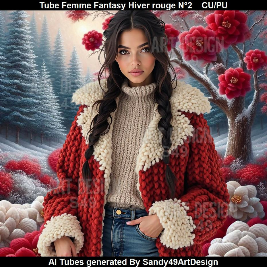 Tube Femme Fantasy Hiver rouge N°2