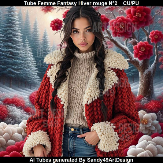 Tube Femme Fantasy Hiver rouge N°2