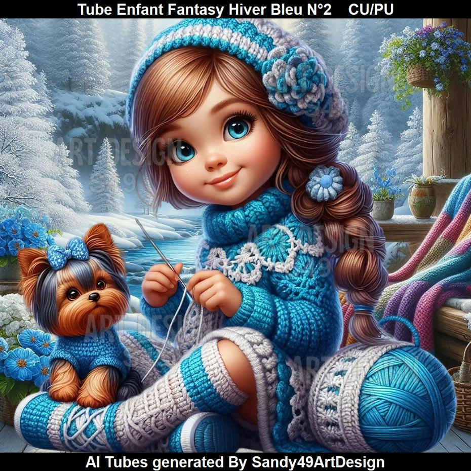 Tube Enfant Fantasy Hiver Bleu N°2
