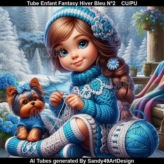 Tube Enfant Fantasy Hiver Bleu N°2