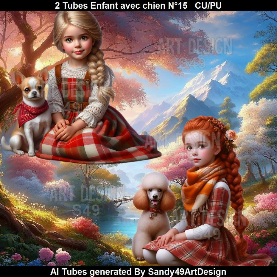 2 Tubes Enfant avec animal N°15