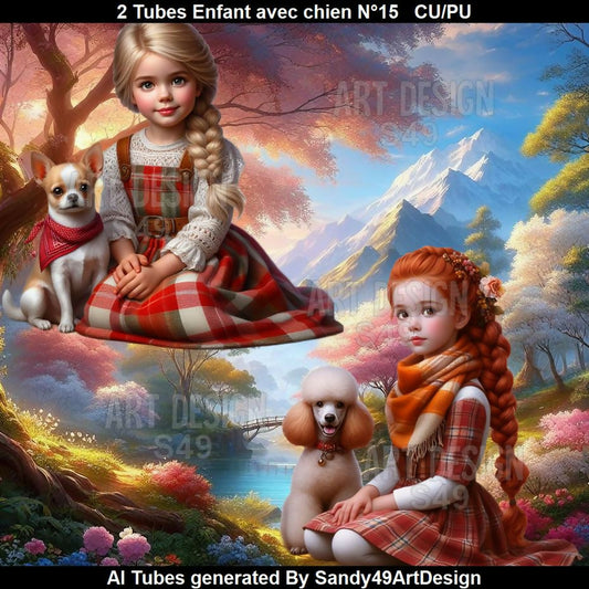 2 Tubes Enfant avec animal N°15