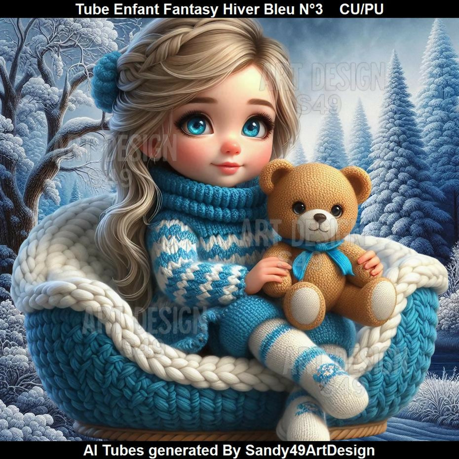 Tube Enfant Fantasy Hiver Bleu N°3
