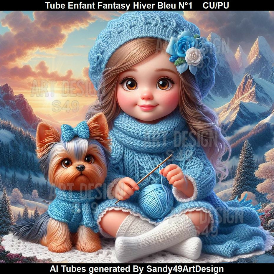 Tube Enfant Fantasy Hiver Bleu N°1