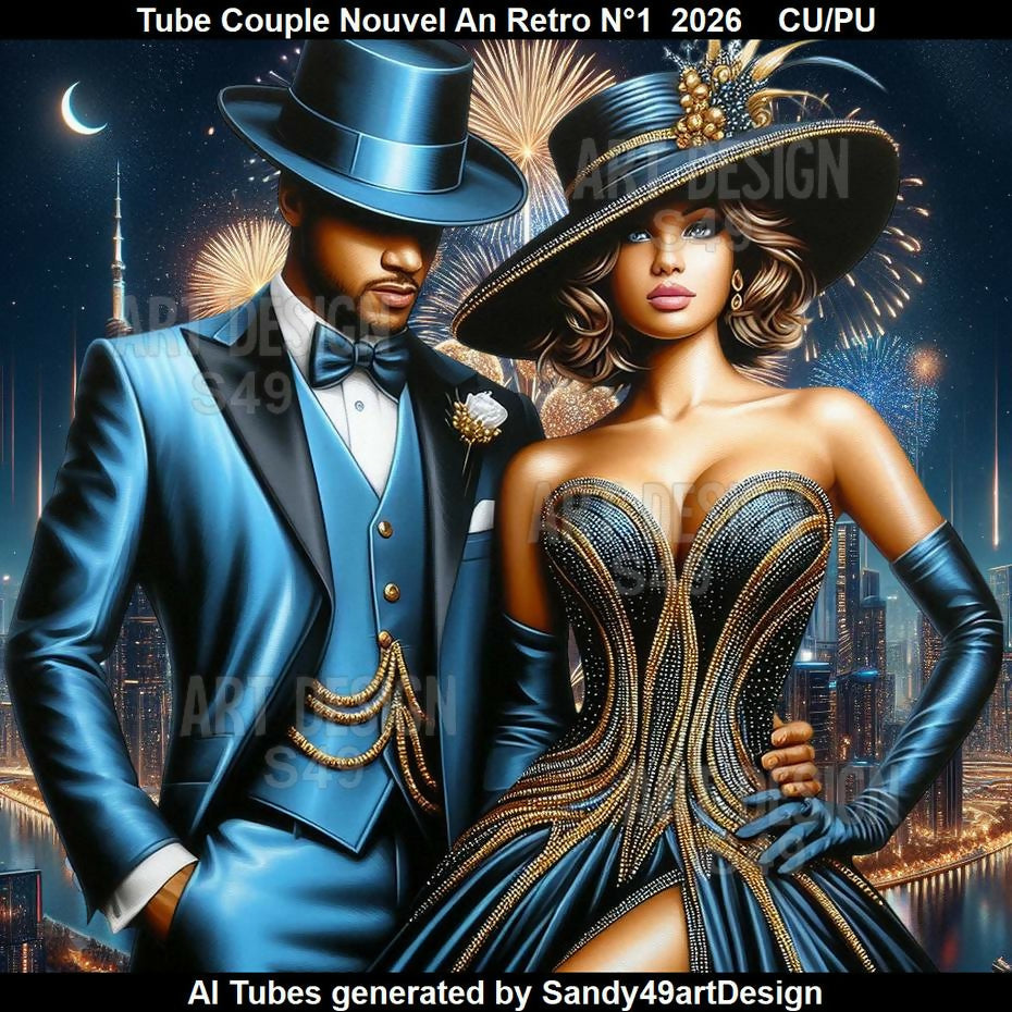 Tube Couple Nouvel An Rétro N°1 2026