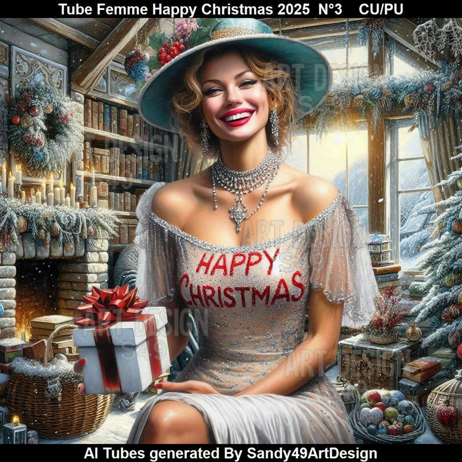 Tube Femme Happy Christmas 2025 N°3