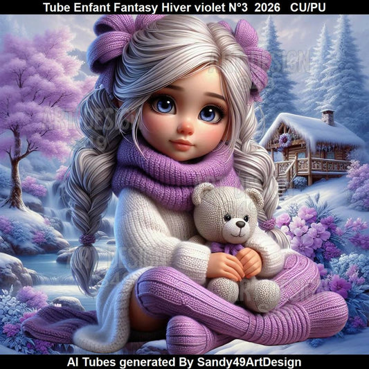 Tube Enfant Fantasy Hiver violet N°3 2026