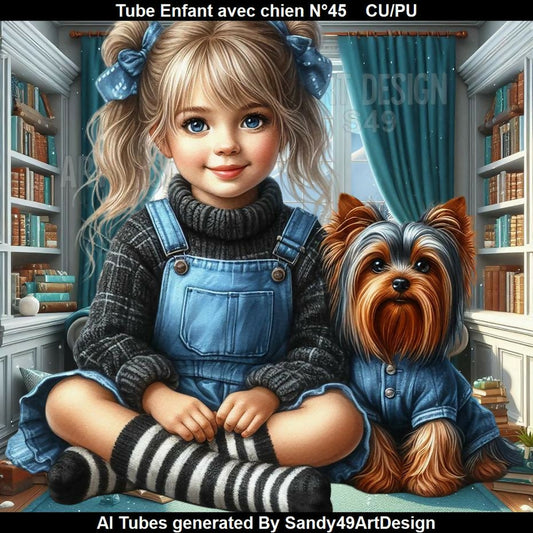 Tube Enfant avec chien N°45