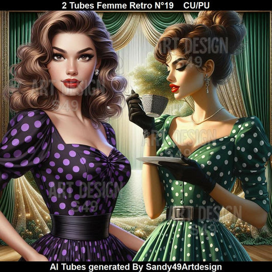 2 Tubes Femme Rétro N°19