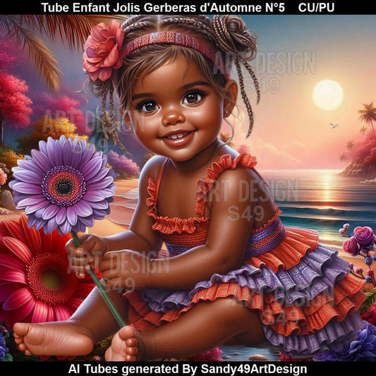 Tube Enfant Joli Gerberas d'Automne N°5