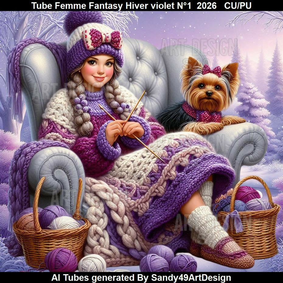Tube Femme Fantasy Hiver violet N°1 2026