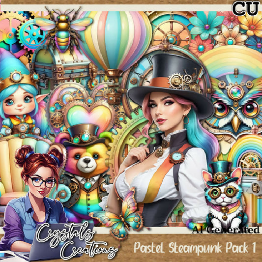 Pastel Rainbow Steampunk CU Pack 1
