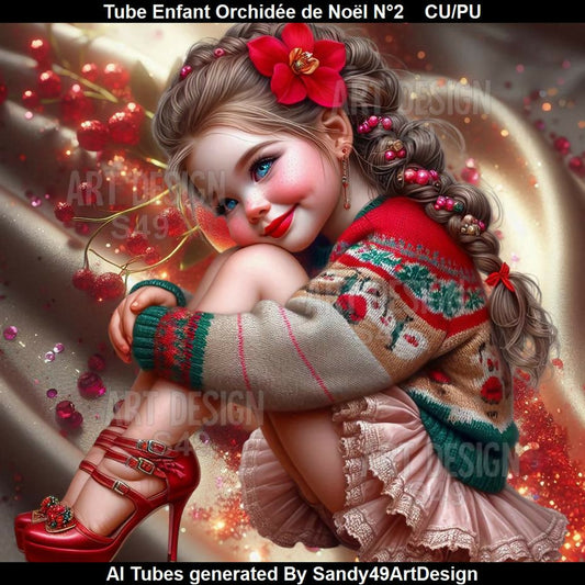Tube Enfant Orchidée de Noël N°2
