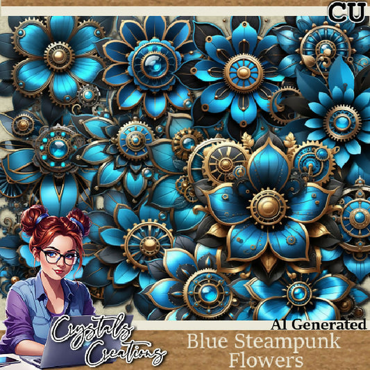 Blue Steampunk Flower Pack