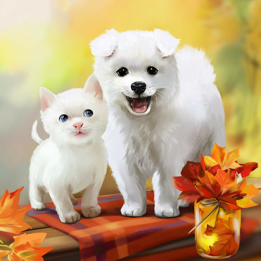 Two white and fluffy