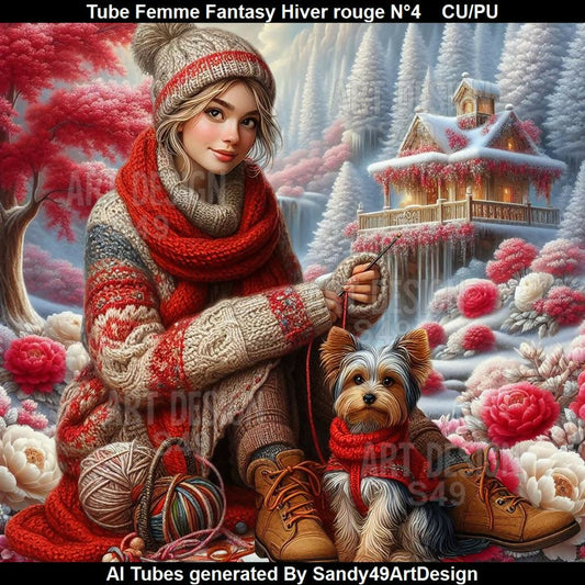 Tube Femme Fantasy Hiver rouge N°4