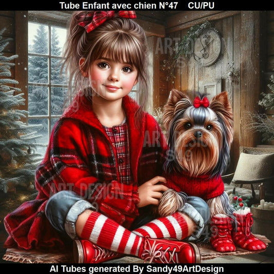 Tube Enfant avec chien N°47