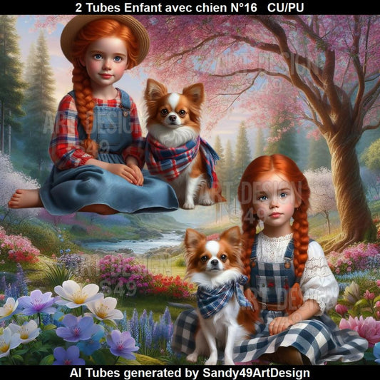 2 Tubes Enfant avec animal N°16