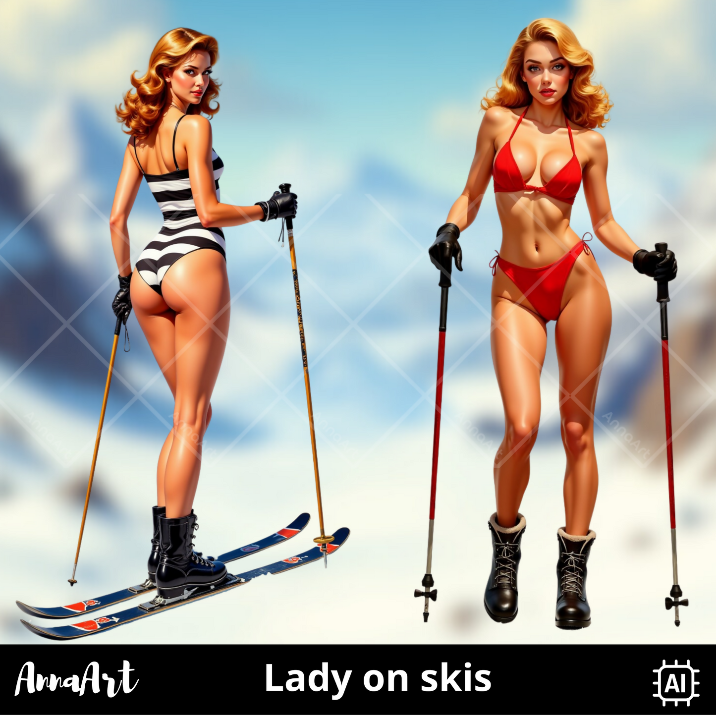 Lady on skis