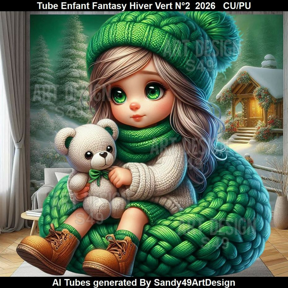 Tube Enfant Fantasy Hiver vert N°2 2026