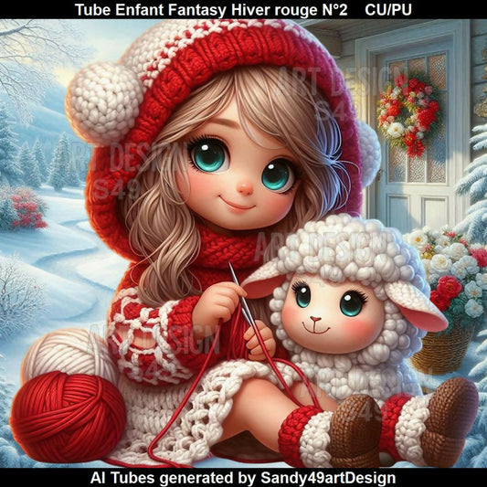Tube Enfant Fantasy Hiver rouge N°2