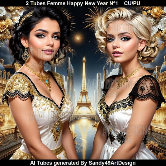 2 Tubes Femme Happy New Year N°1