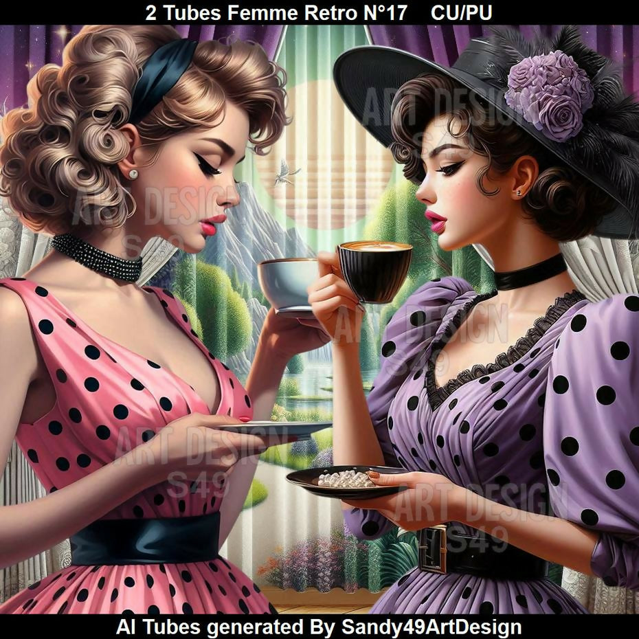 2 Tubes Femme Rétro N°17
