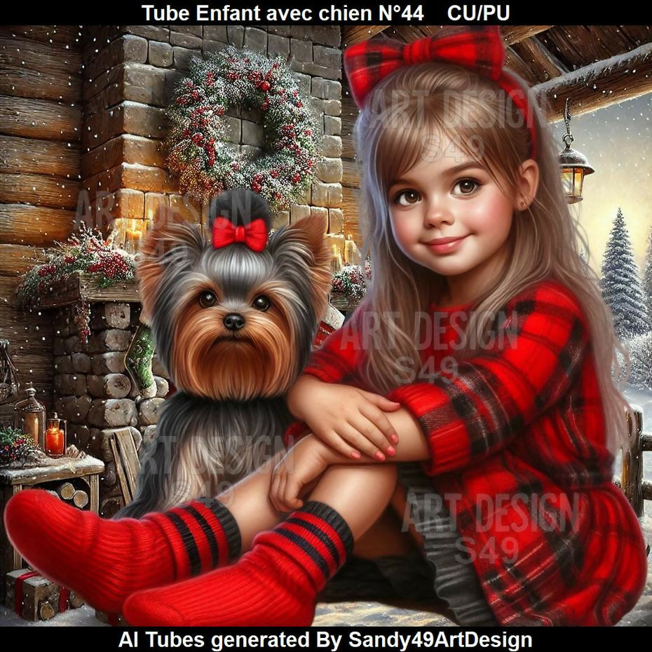 Tube Enfant avec chien N°44