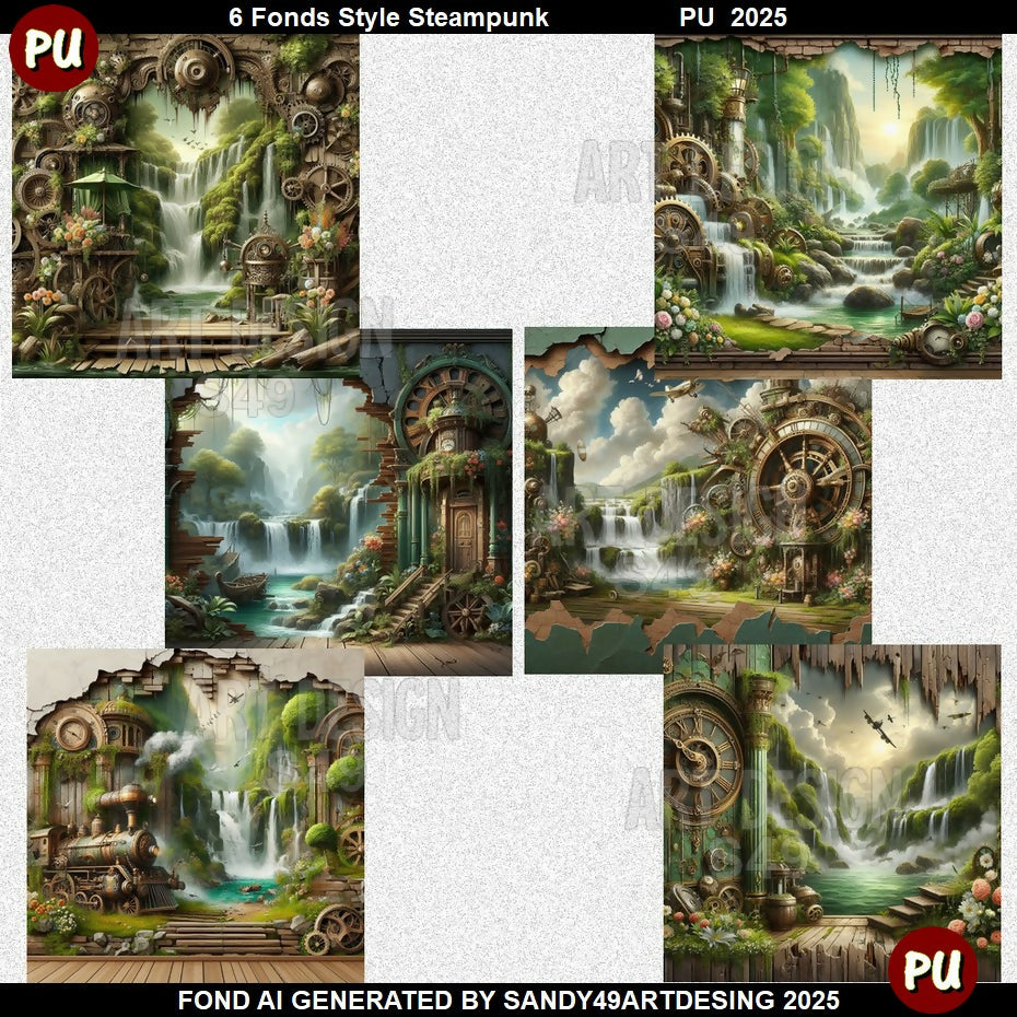 Pack 6 Fonds Style Steampunk 2025