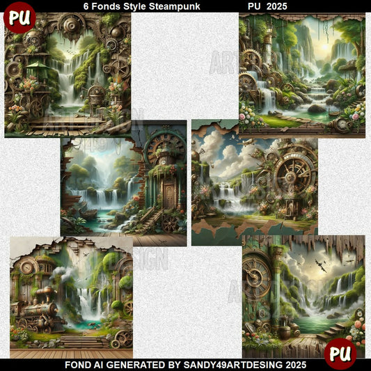 Pack 6 Fonds Style Steampunk 2025